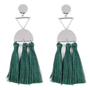 Tassel Trippin – Hunter Green Fringe Earrings